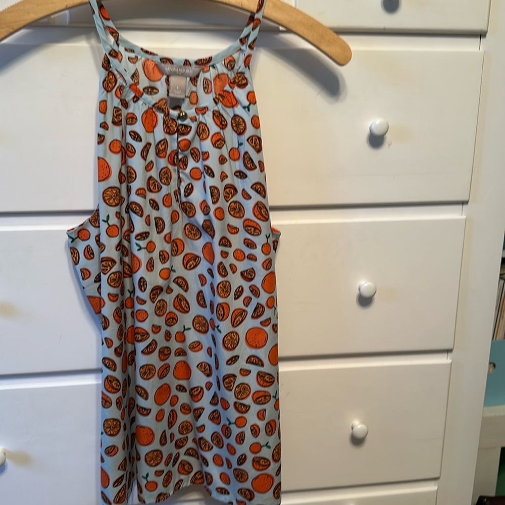 Banana Republic sleeveless blouses- lemon or orange print- size L